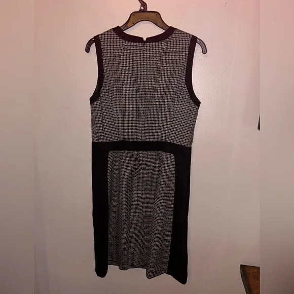 Boden dress - black/gray print wool sleeveless sheath, fully lined - Picture 5 of 9